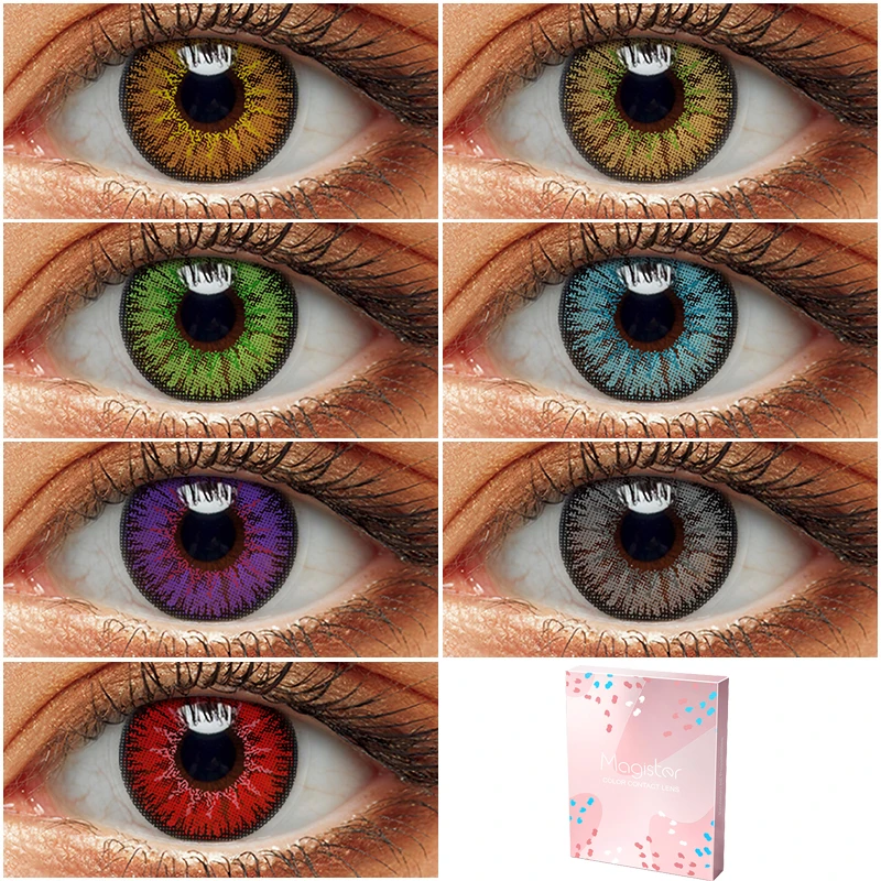 lentes de contacto 2pcs Colored Lenses For Eyes Cosplay Halloween Color Contacts Lens Red Hazel Gray Brown Lenses eye contacts