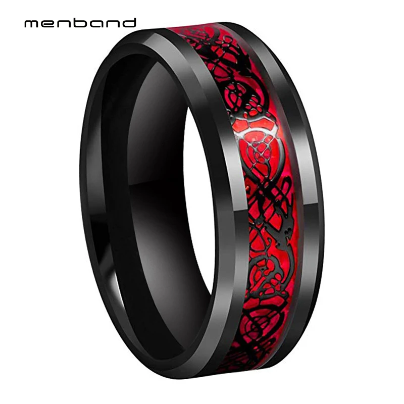 Мужские и женские обручальные кольца черное вольфрамовое кольцо с красным