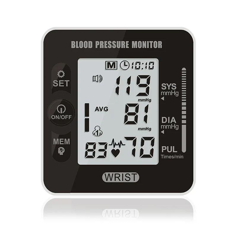 

Wrist Digital Medical Adult Blood Pressure Heart Monitor Tensiometer BP Pulse Rate Meter Tonometer Automatic Sphygmomanometer