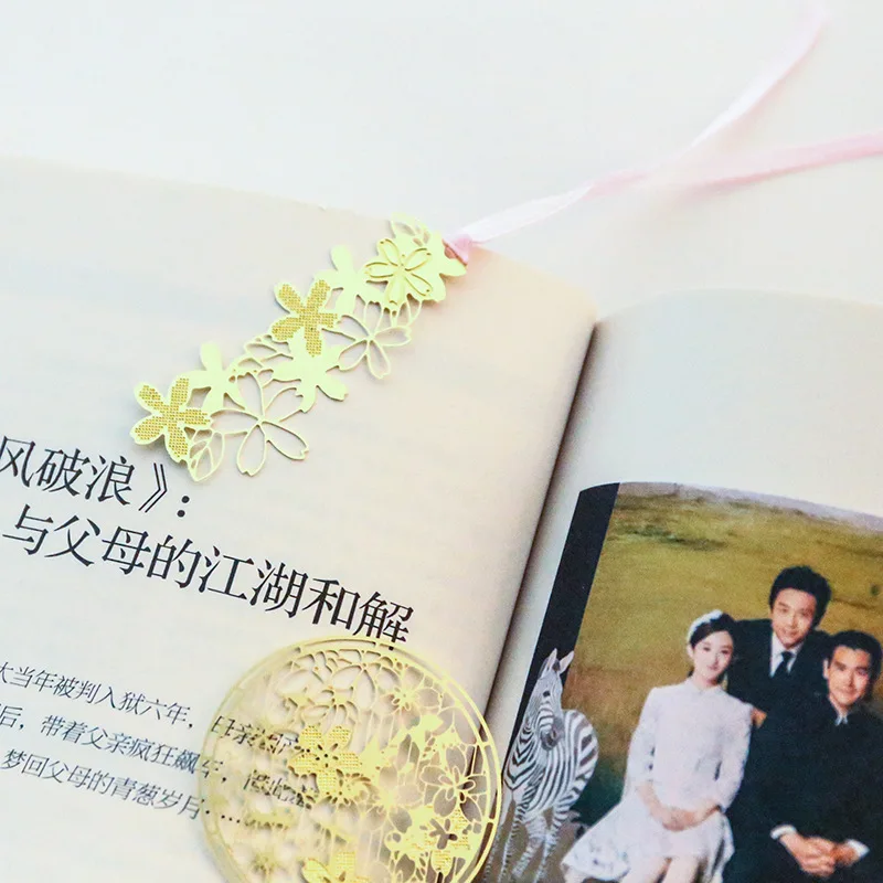 8 шт. золотые металлические закладки для книг винтажные цветы зажим страницы