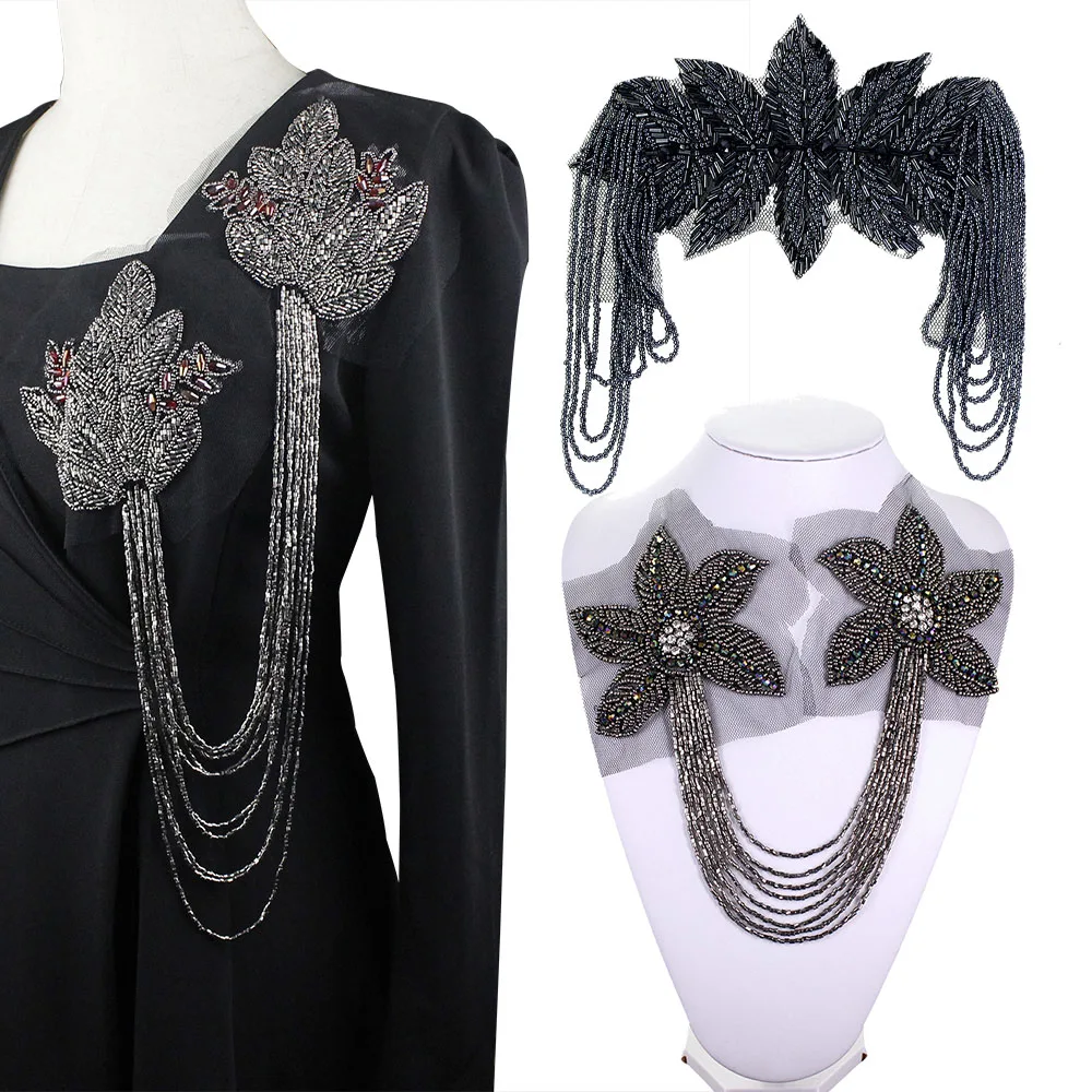 Ручной работы из бисера с кисточкой цветами листьями патч аппликацией и вышивкой