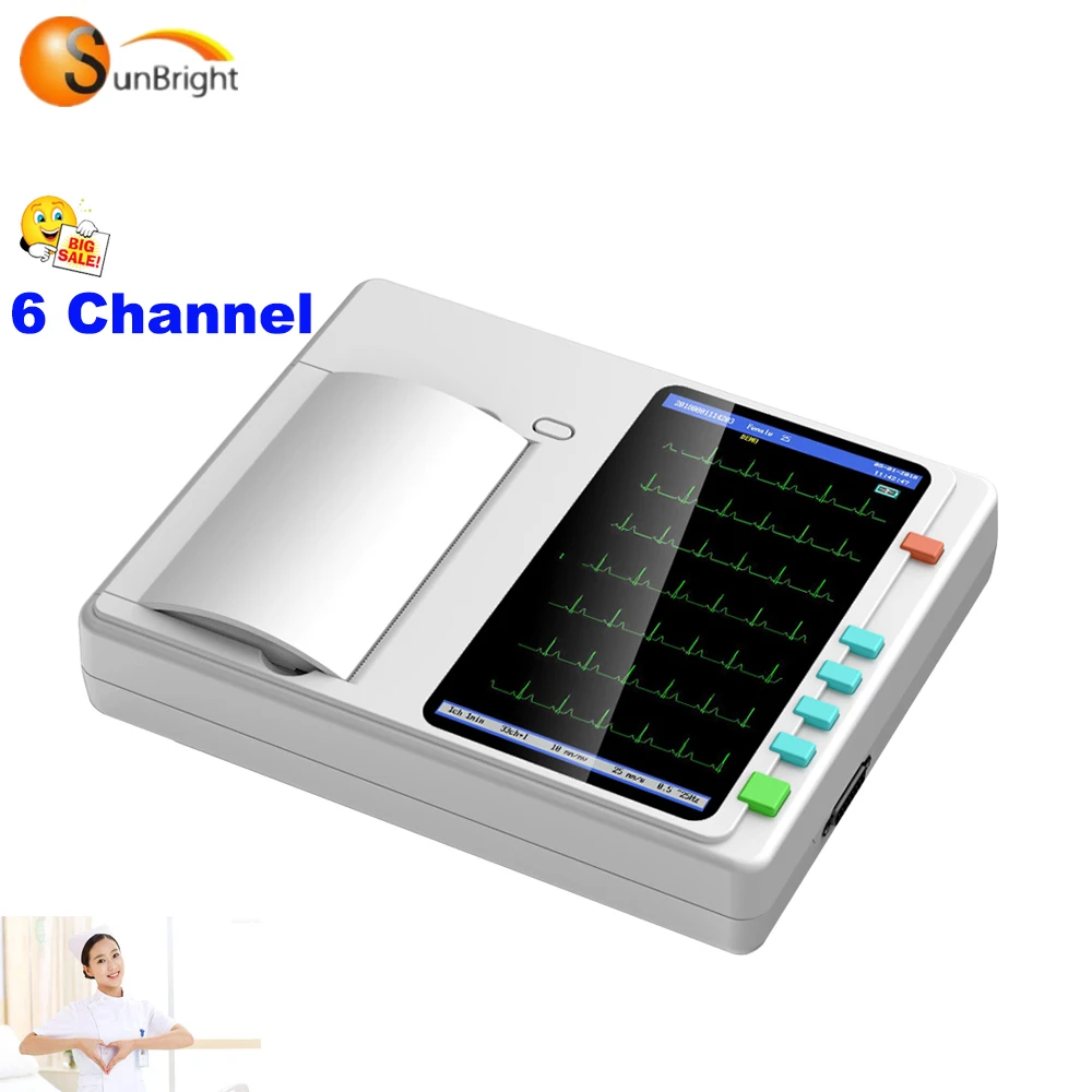 

ecg ekg Medical 12 Lead Portable Touch Screen ECG Machine Sun-7062 Cheap Price