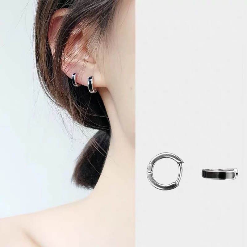 Серьги из стерлингового серебра 925 пробы модные черные и белые круглые Ушные