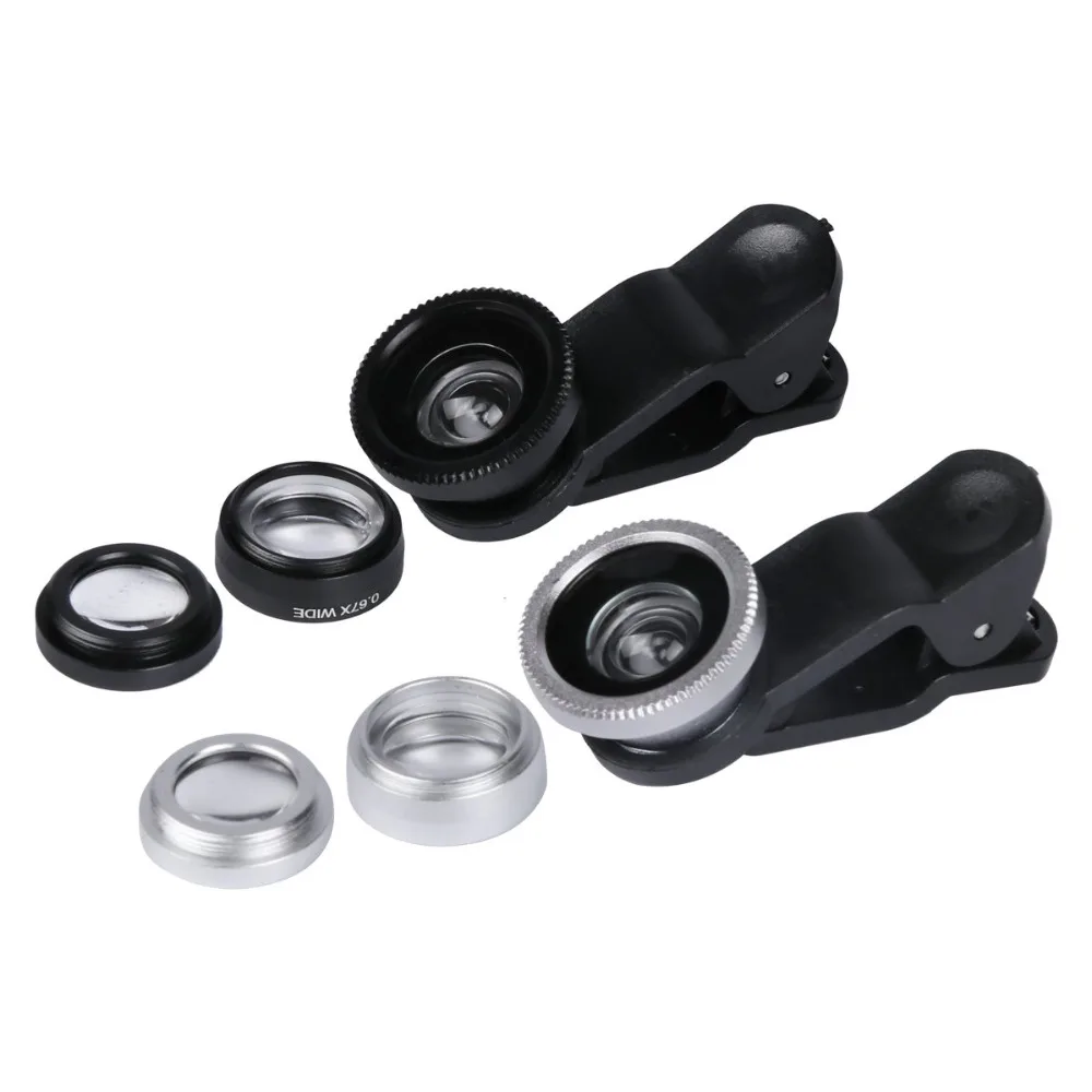 Универсальный Рыбий глаз 3в1 + зажим объектив камеры смартфона широкоугольный