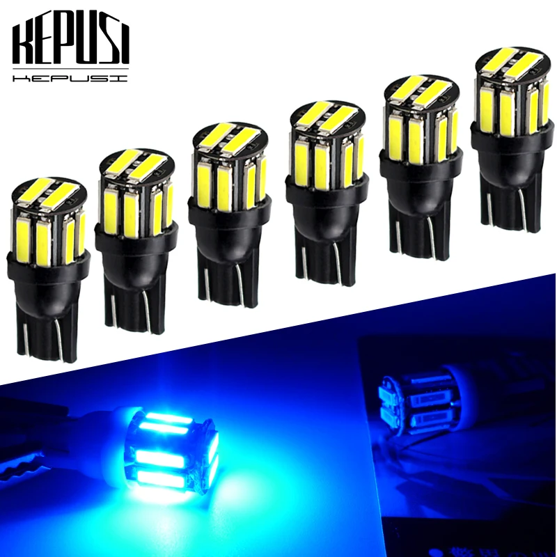 

6 шт., автомобисветильник светодиодные лампы T10 168 192 W5W 10 SMD 7020