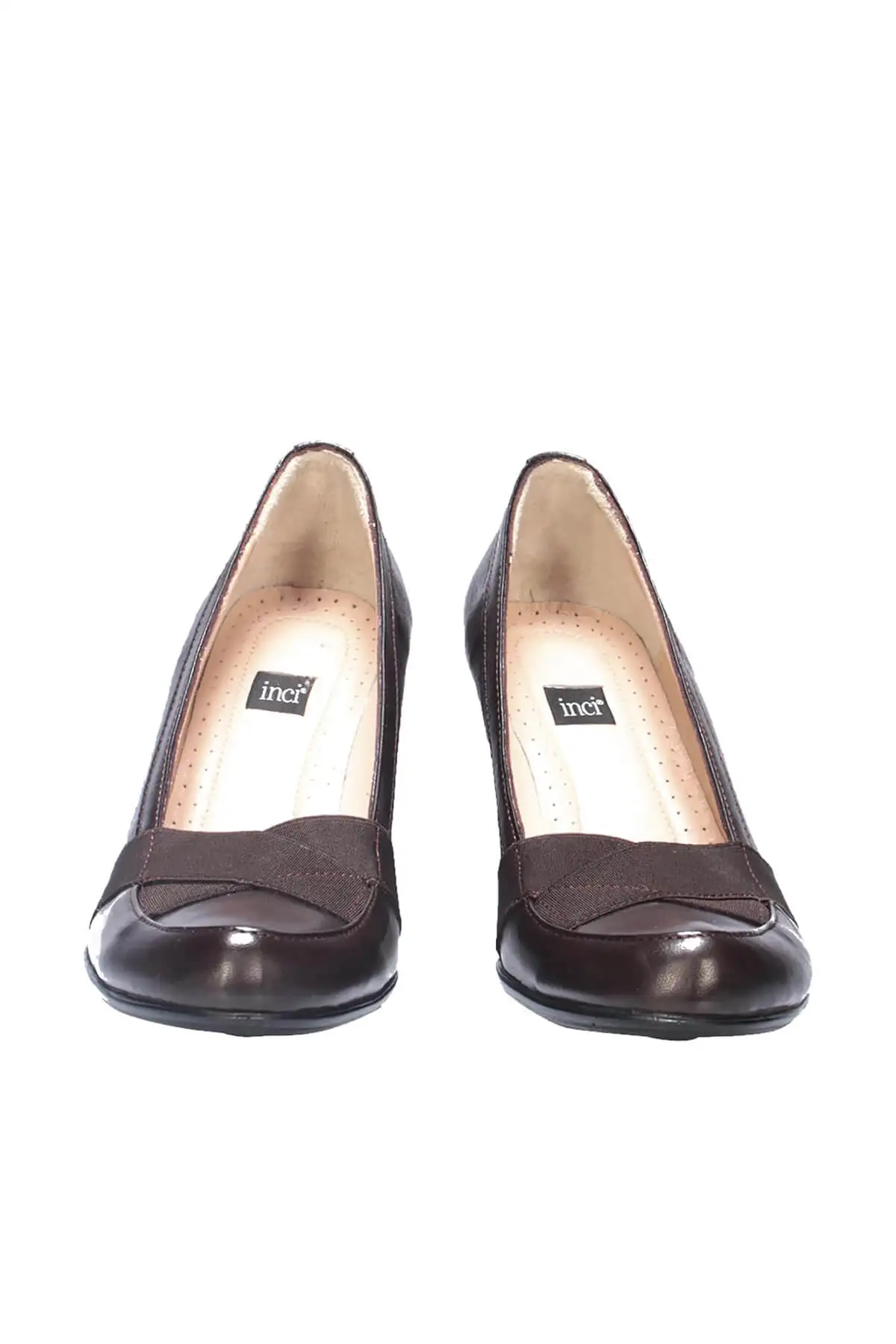 Женская обувь на танкетке из натуральной кожи с жемчугом цвет коричневый