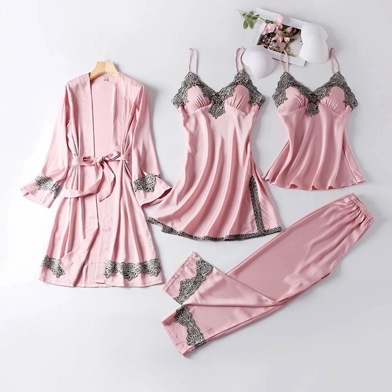 Sexy Womens Pajamas Robe Sets Sleepwear Plus Size High Quality Lingerie Nightgown Sleeveless Nighty Sets