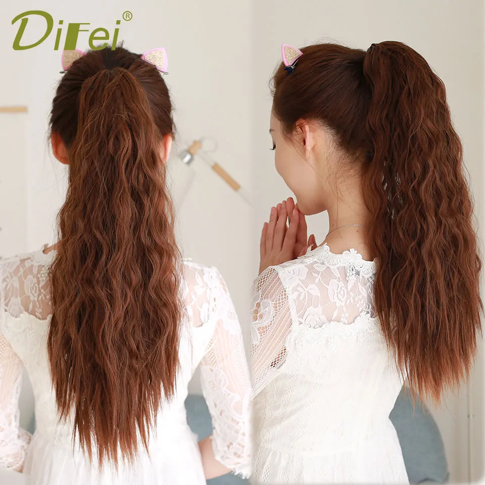DIFEI 1" 22" длинная Кукуруза кудрявая коготь зажим конский хвост для черных женщин синтетический искусственный конский хвост высокотемпературное волокно Наращивание волос
