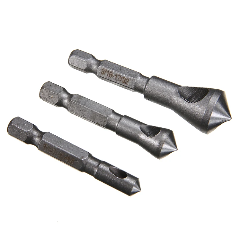 3pcs High Speed Steel Countersink Drill Bit Deburring Tool Set Hex Shank Taper Hole Cutter For Cutting Metal Wood | Инструменты