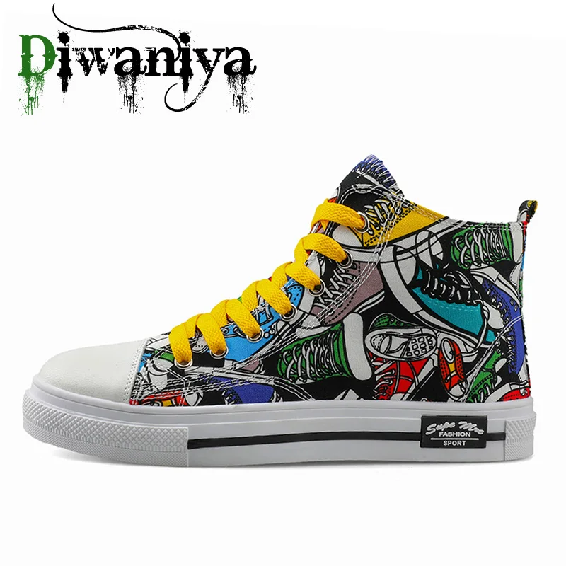 

Mens Skateboarding Shoes Flat Canvas Shoes Breathable High Top Male Sneakers Shoes Casual Shoes Men's Students Wild Sports Shoes