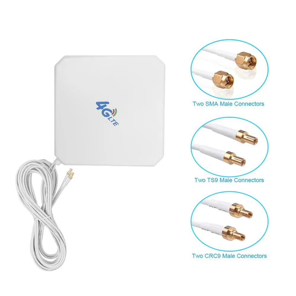 

4G Antenna 35dBi LTE Antenna 2* SMA Male /2* CRC9/2* TS9 Connector for 4G Modem Router Adapter Connector Signal Panel Antenna