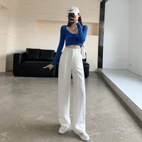 autumn women high quality suit pants spring elegant office lady long trousers new solid high waist female pants