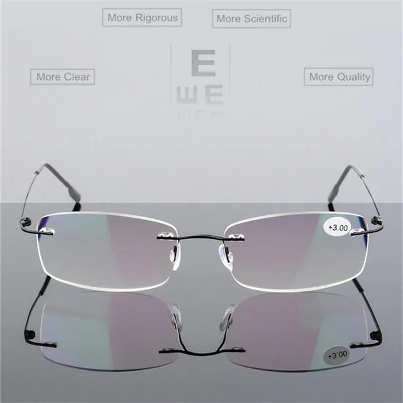 Очки для чтения без оправы из нержавеющей стали от + 1 0 до 4 | Аксессуары одежды