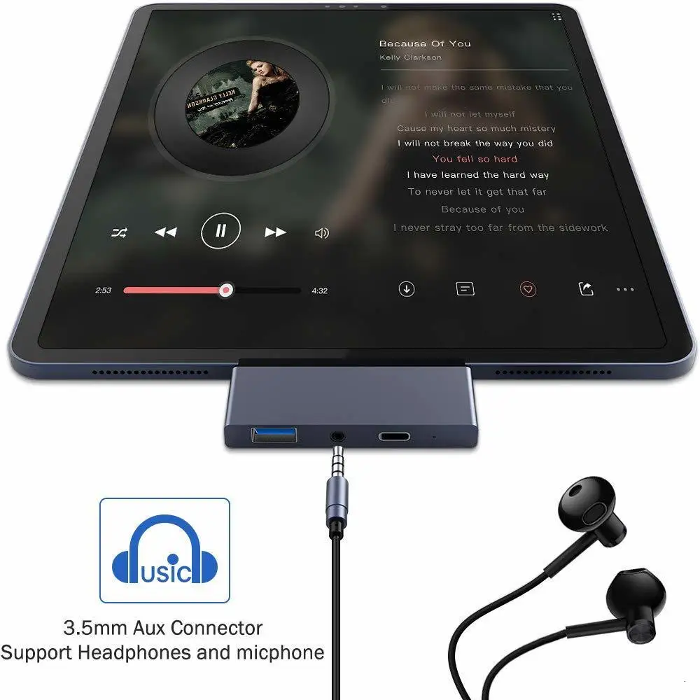 USB C-концентратор для Ipad Pro адаптер-ключ с 4k HDMI зарядки 60 Вт 3 0 5 мм док-станция