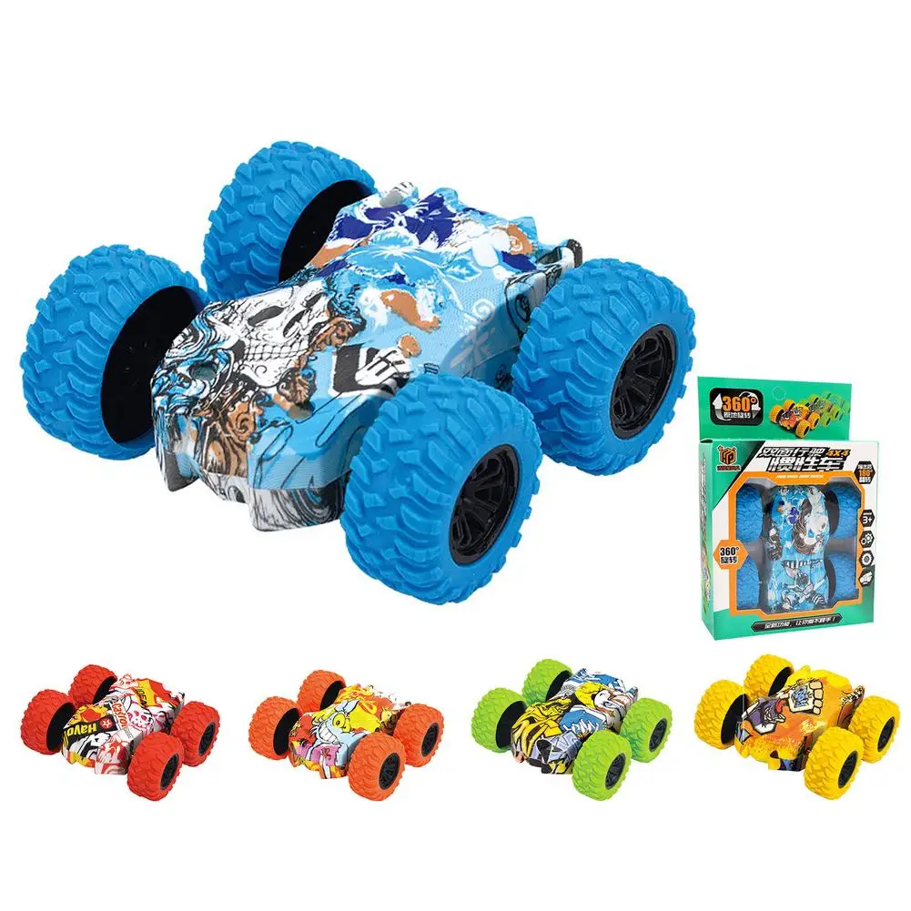 Pull Back Car Inertia Double Side Rotating Graffiti Off Road Climbing Car Model Toys for Children Boys Girls Birthday Gift