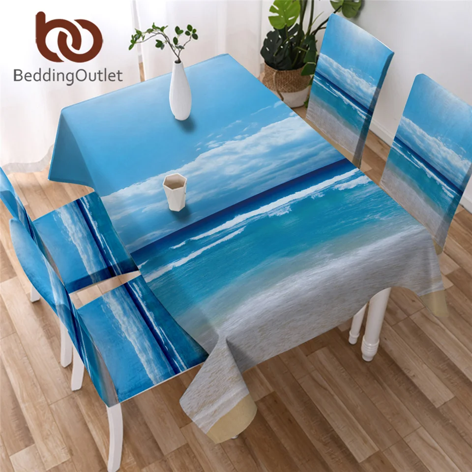 Водостойкая скатерть для обеда на пляже или в море прямоугольного стола Декор