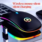 Светодиодный с подсветкой перезаряжаемая Беспроводная Бесшумная мышь USB мышь эргономичная оптическая игровая мышь Настольная компьютерная мышь для ноутбука