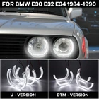 Светодиодный кристалл ангельские глазки в стиле DRL DTM U-образный светильник 6000K белый для BMW E30 E32 E34 1984-1990