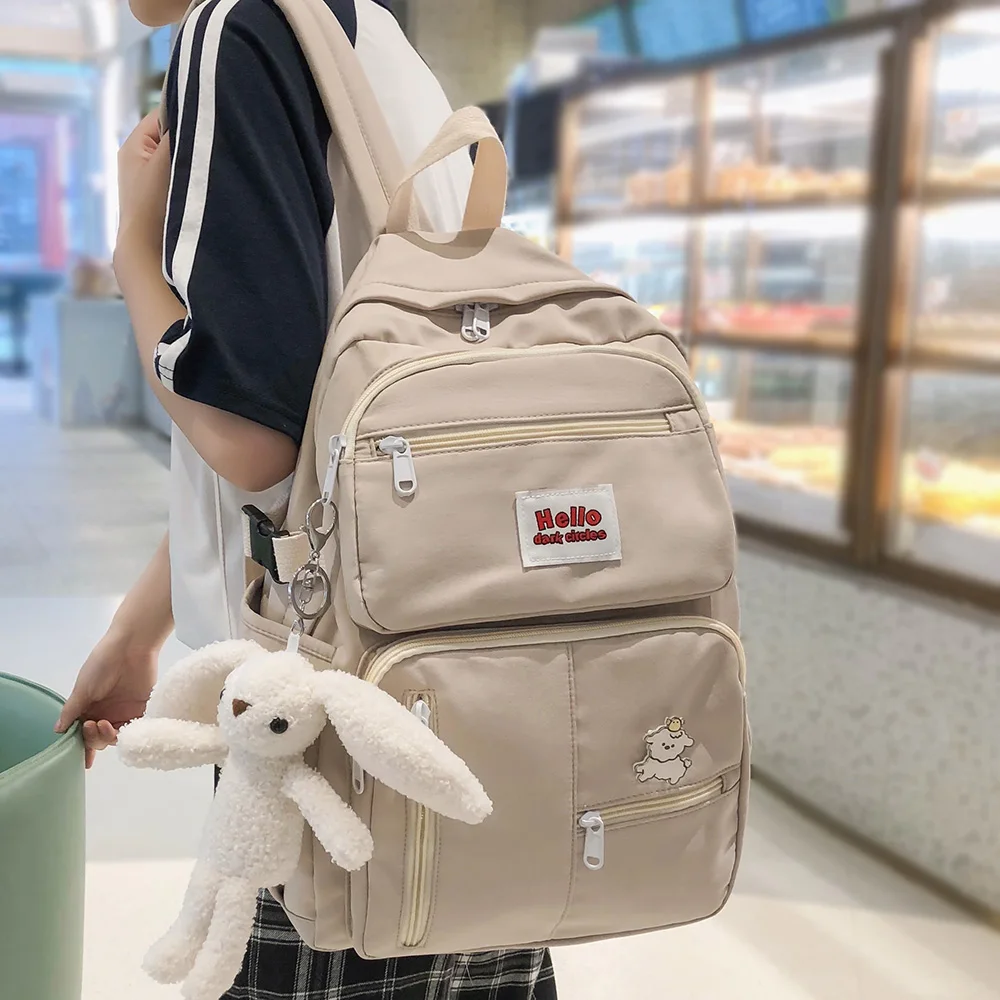 Ladies Badge Book Kawaii Backpack Fashion Student Girl School Bag Trendy College Women Cute Waterproof Nylon Female | Багаж и сумки