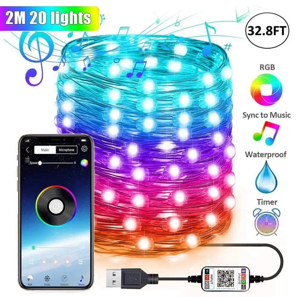 

Christmas Tree Decoration Light Smart Bluetooth LED App Remote Control Light String Indoor Outdoor Decorative Lights