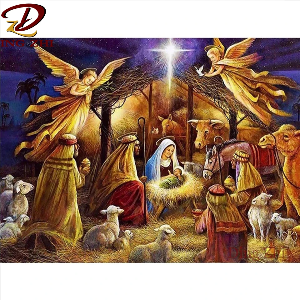 

Diy 5D Diamond Painting Religion Angel Baby Cross Stitch Embroidery Modern Home Decoration Gifts Full Square Round Drill Mosaic