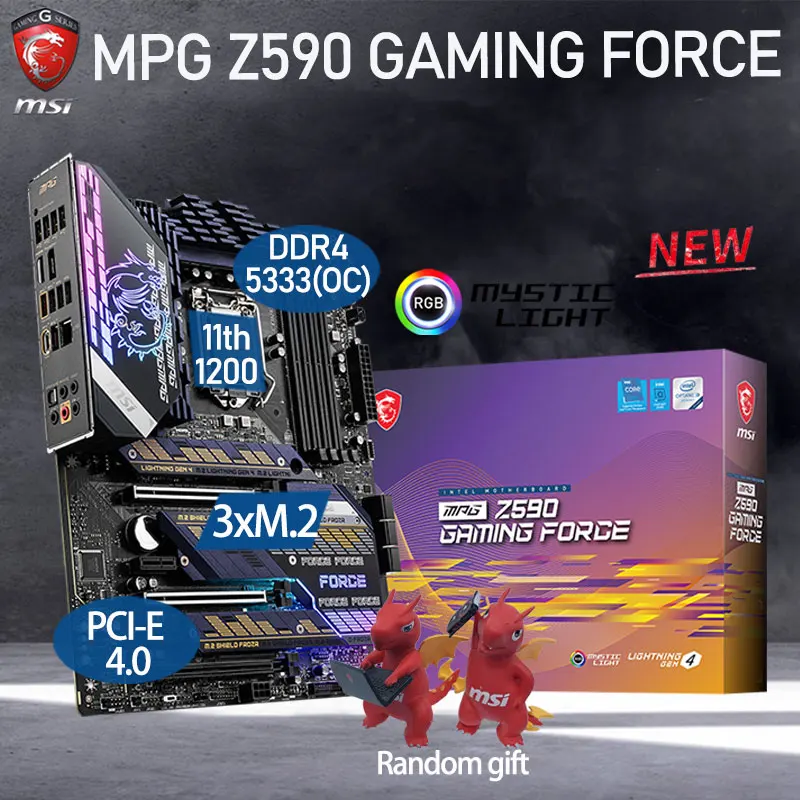 

LGA 1200 MSI MPG Z590 GAMING FORCE Motherboard Intel 11th Gen DDR4 128GB M.2 PCI-E 4.0 Chia Z590 Placa-mãe 1200 ATX Desktop Z590