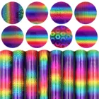 Разные размеры лазерный нагрев Tra Nsfer виниловый рулон голограмма радуга ПВХ пресс-Футболка утюг на пленке Htv Diy клей виниловый рулон дизайн # G