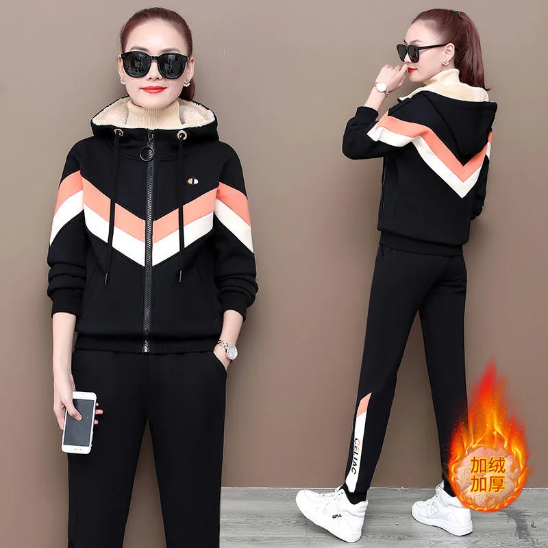 

Спортивный костюм женский из 2 предметов, модная толстовка на молнии, с капюшоном, костюм для бега в уличном стиле, Осень-зима