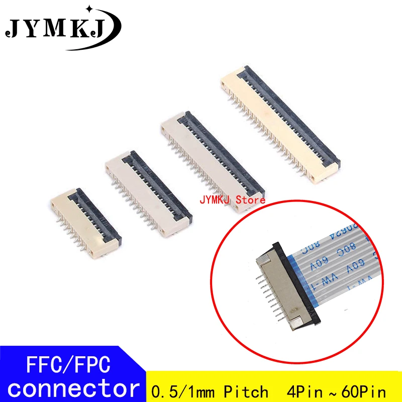 Разъем FPC FFC 0 5 мм 1 AWM 20624 80C 60V VW плоский кабель PCB разъемы 4 6 7 8 10 12 16 18 20 26 28 30 32 36 40 50