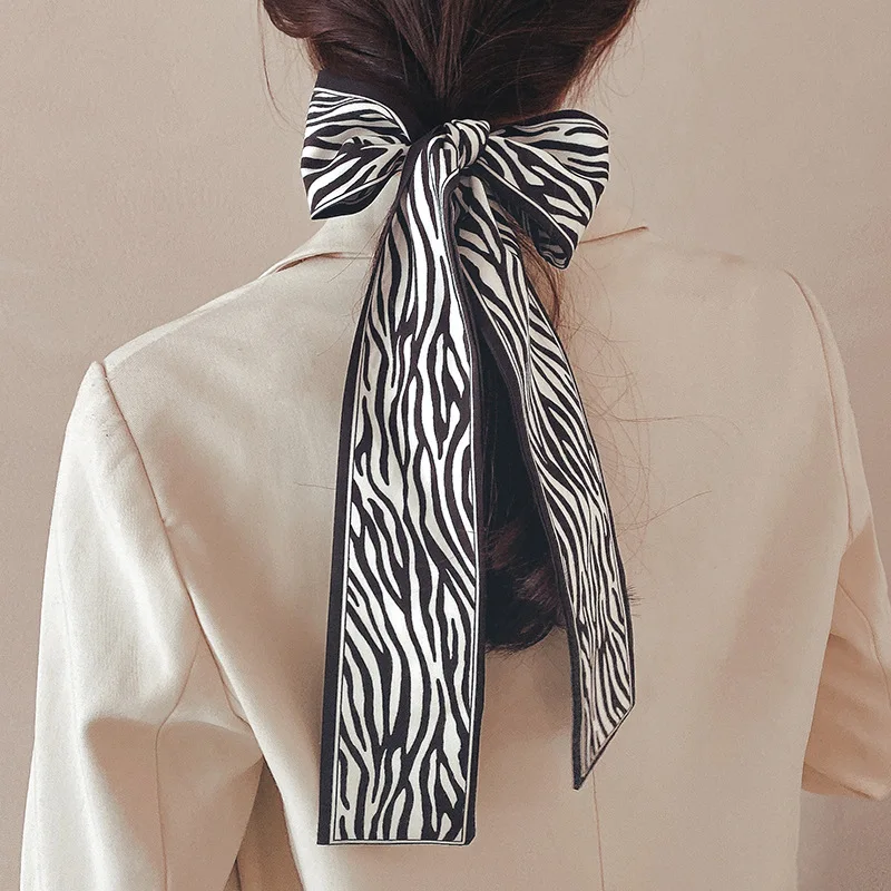 

Silk Scarf for Women Letter Chain Printed Handle Bag Ribbons Brand Fashion Head Scarf Small Long Skinny Scarves Vintage French