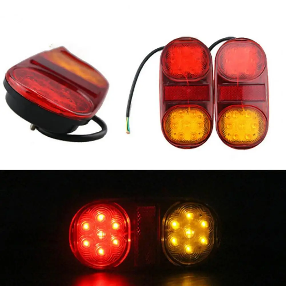 

2Pcs 14 LED Double Color Ellipse Tail Lights Car Trailer Bulb DC 10-30V 12V