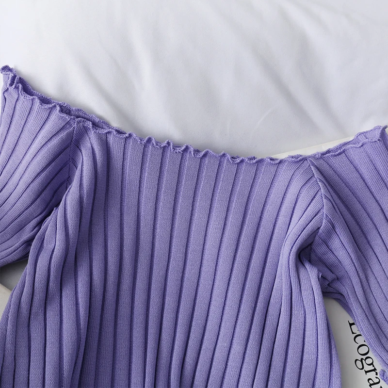 Женская футболка LUZUZI с открытыми плечами вязаные кроп-топы женская модная