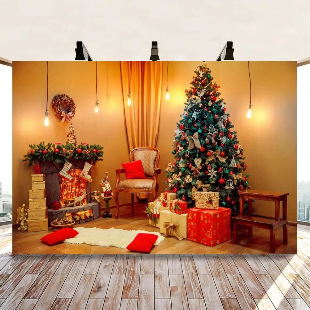

Christmas Gift Decoration Tree Lights Photography Backdrops Carpet Newborn Baby Family Portrait Art Photo Background