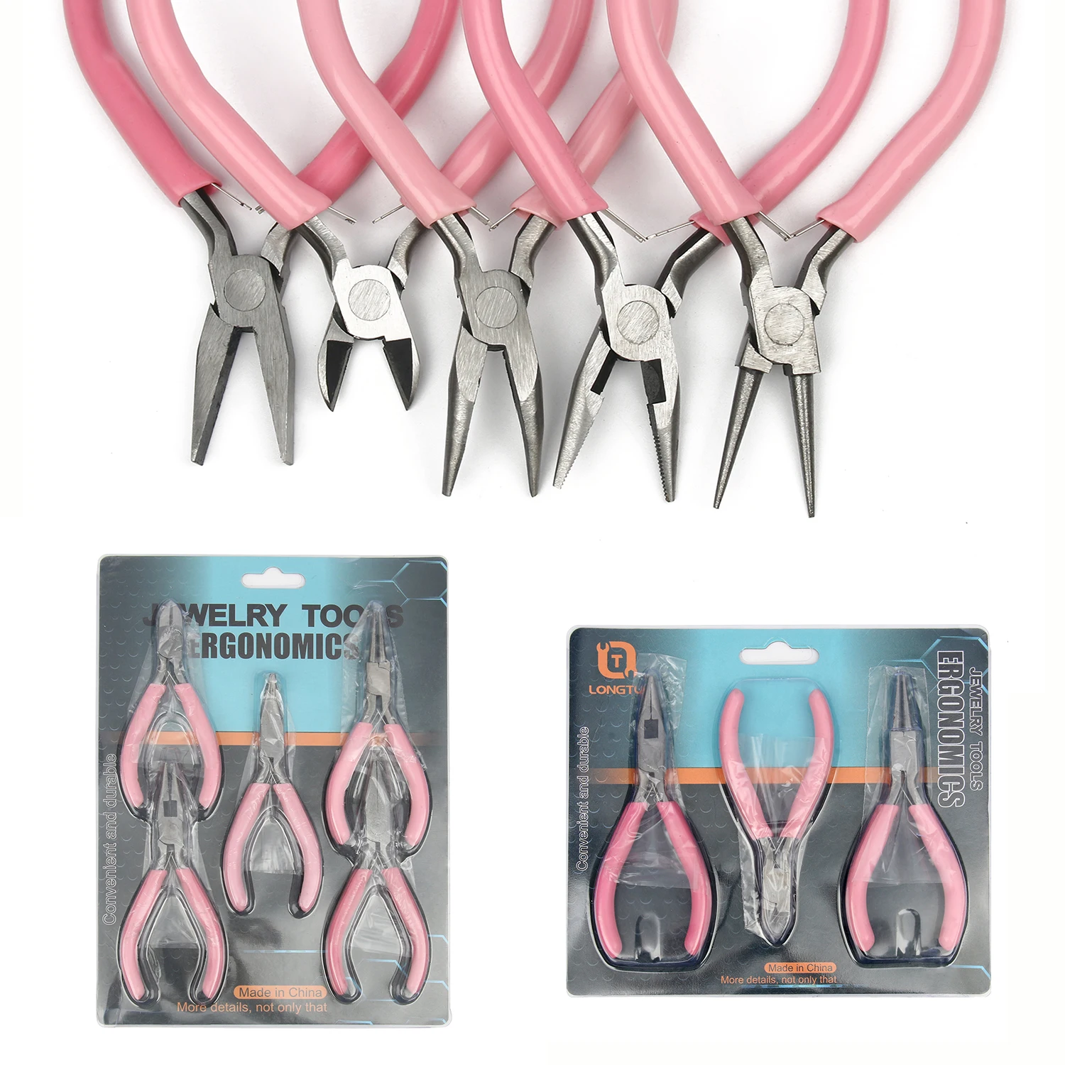 

5/3pcs Stainless Steel Pink Needle Nose Pliers Diagonal Pliers End Cutting Wire Pliers Handmade Jewelry Multifunctional Pliers
