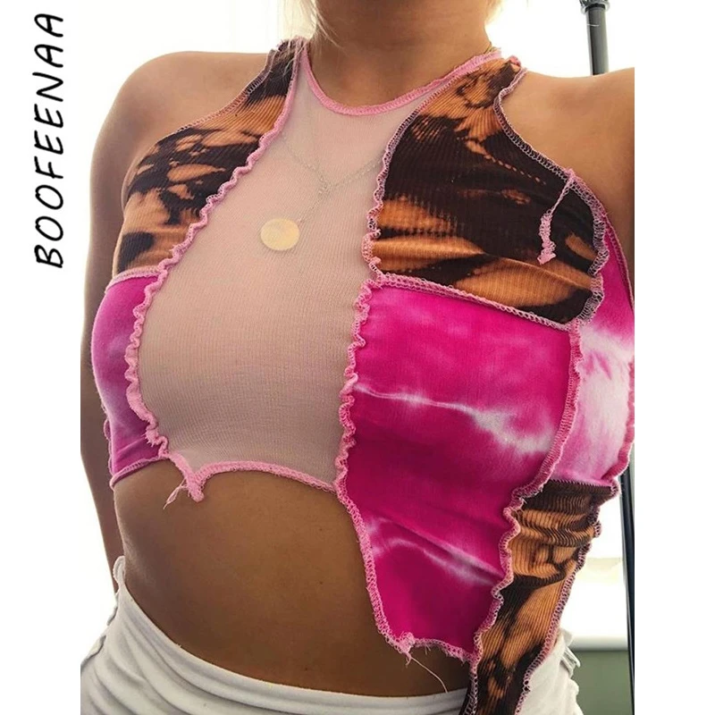 Пикантный укороченный топ BOOFEENAA с контрастной строчкой женская одежда Y2k