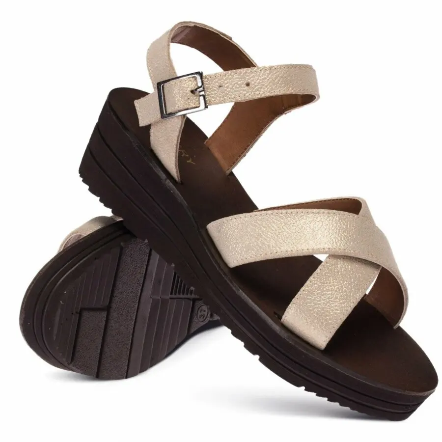 

Women Sandals Deery, Genuine Leather Beige Women Sandals