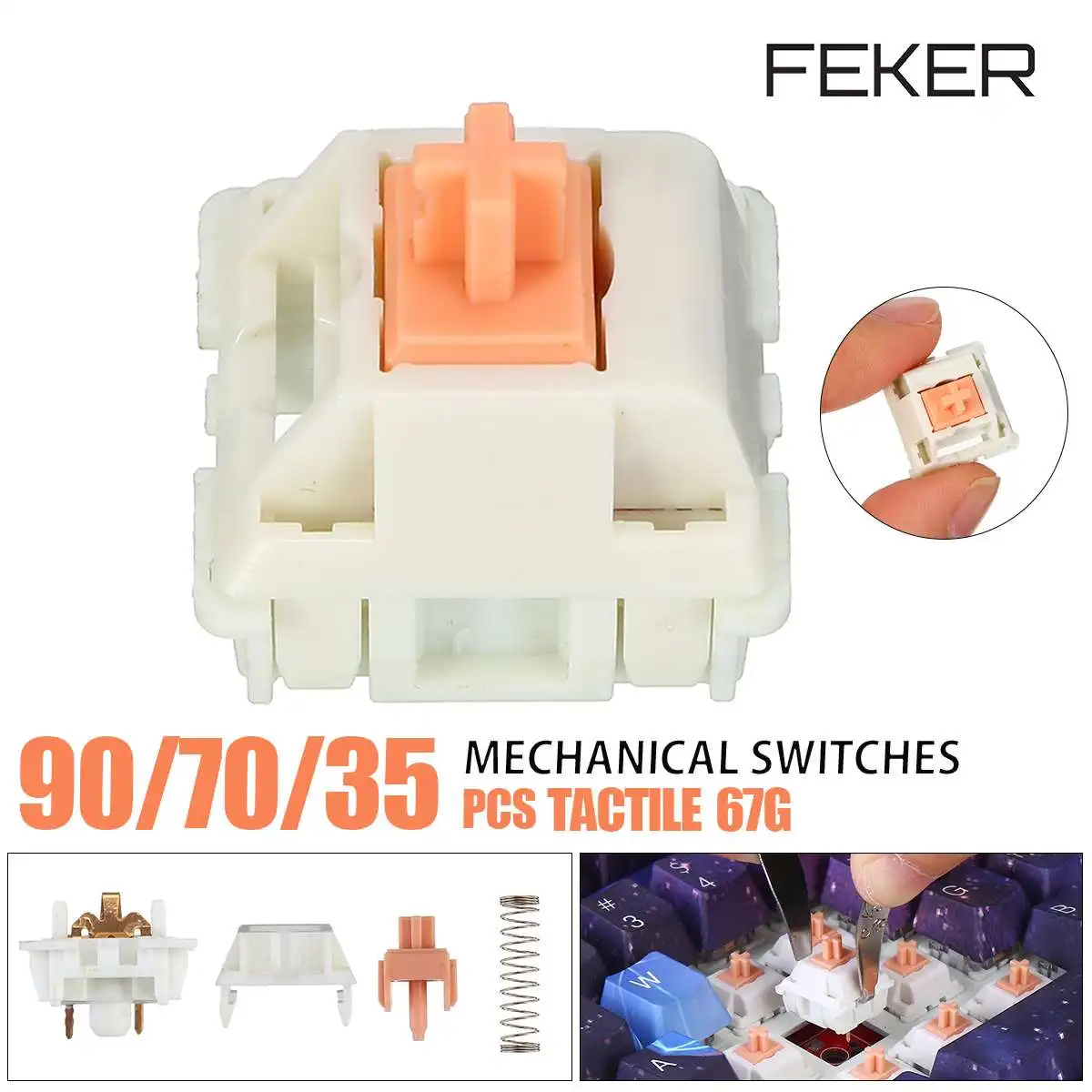 Feker 35/70/90 шт 3-контактный похож на Святой панда переключатель механическая