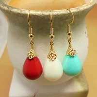 imitation pearl drop earringsgold color plated brass earrings43mm dangle earrings