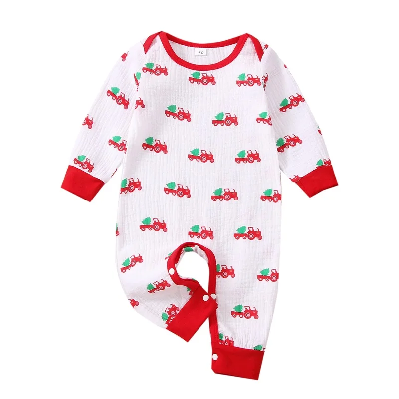 

Рождественские детские комбинезоны, комбинезон с мультипликационными машинками, с длинным рукавом, Рождественская Одежда для маленьких де...