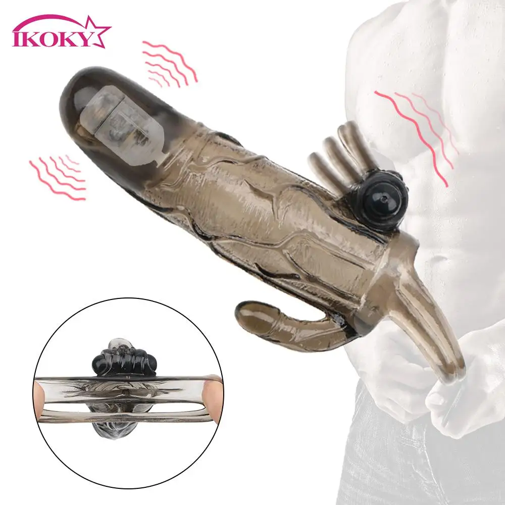 IKOKY многоразовые насадки на пенис удлинитель двойной вибратор рукав для пениса