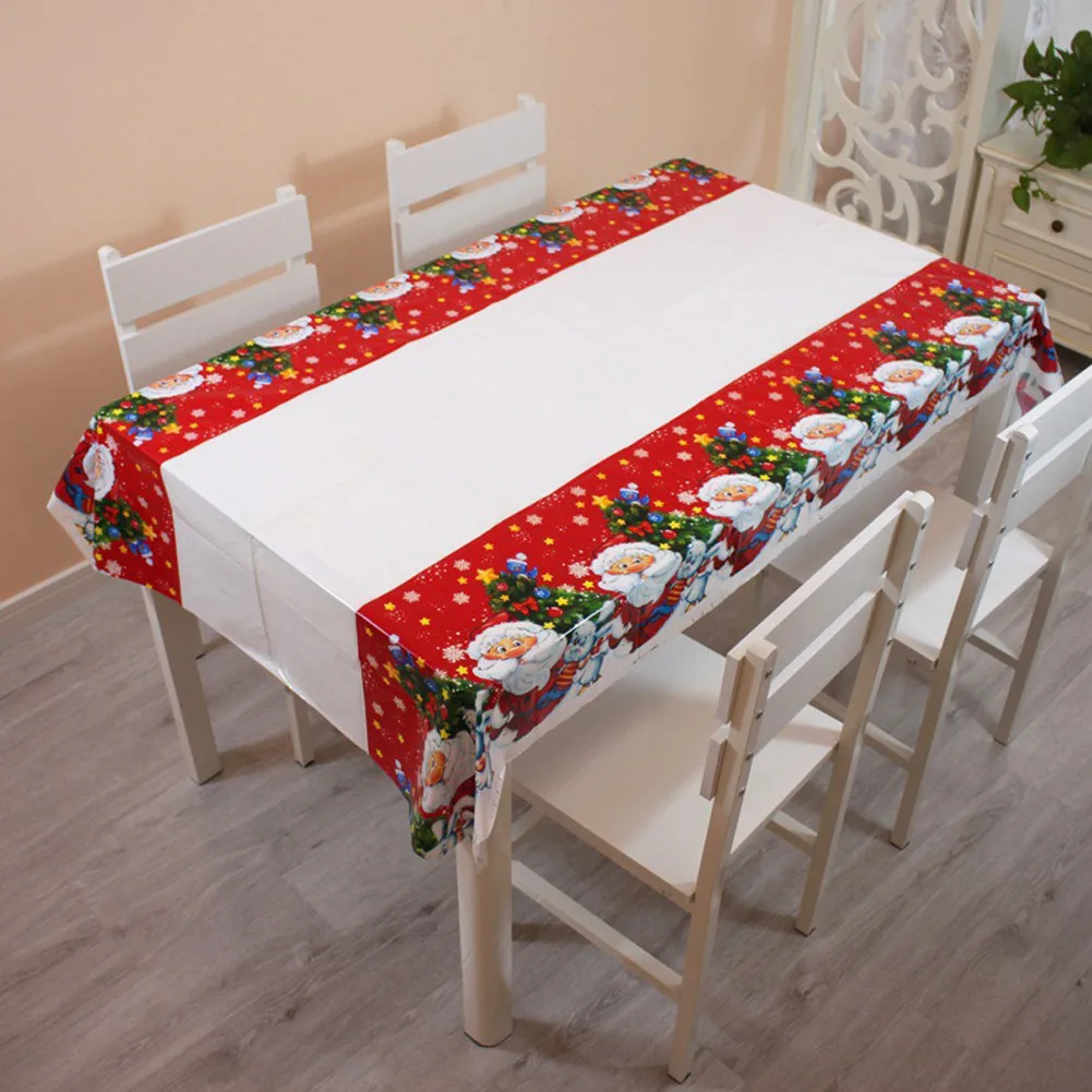 

Rectangle PVC Christmas Tablecloth Santa Claus Printed Tablecloth Creative Christmas Restaurant Table Cover 180*110cm New Hot