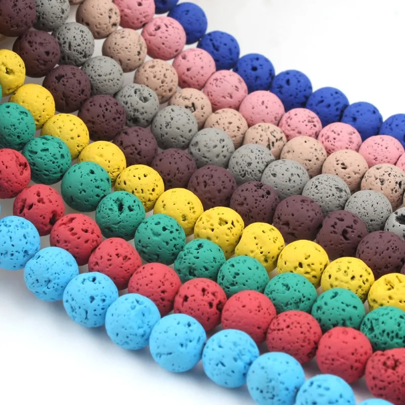 Бусины Из Натурального Гематита и вулканического камня круглые