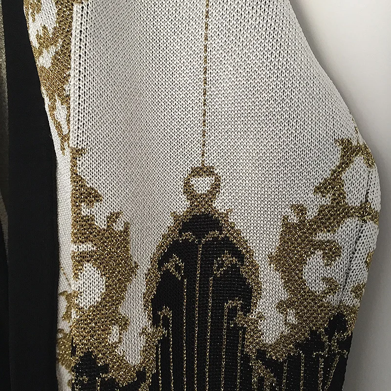 

New autumn winters in Europe and the hot style coat thick heavy gold baroque knitted sweater cardigan can customized big size