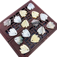 2pcs natural sea water shell pendant leaf shaped three color white shell yellow shell black shell carving jewelry making gifts