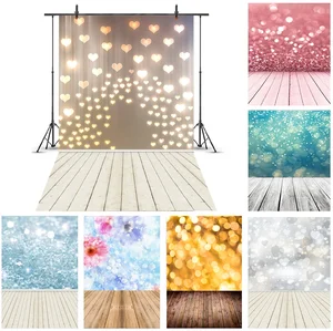 Фон Laeacco для студийной фотосъемки новорожденных с изображением любовного сердца и деревянного пола
