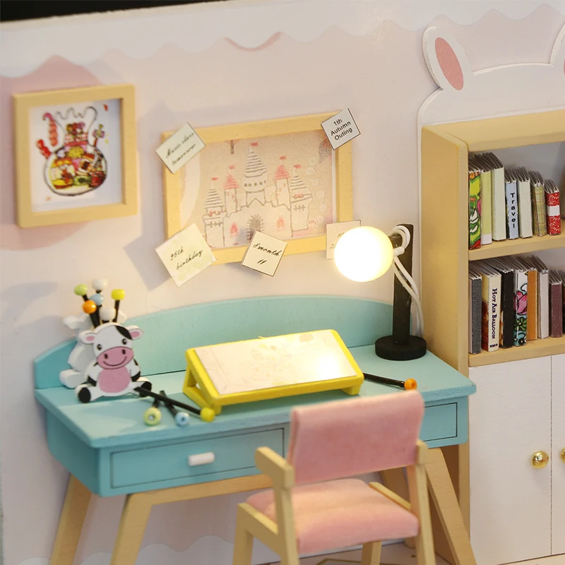 cutebee diy dollhouse wooden doll houses miniature doll house furniture kit casa music led toys for children birthday gift free global shipping
