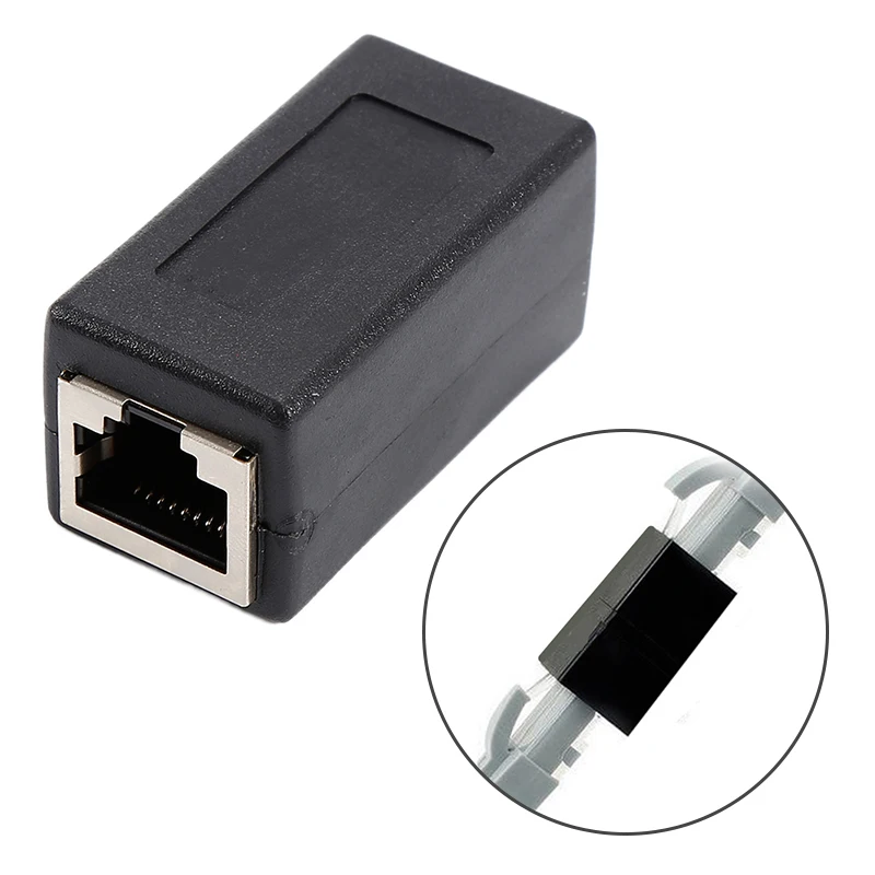 

1PC Coupler Extender RJ45 Female To Female Network Ethernet LAN Connect Adapter Black Network Connector Module Cables Adapter