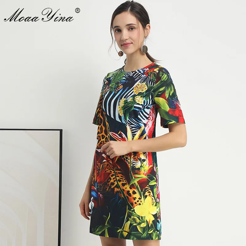 Женское дизайнерское платье MoaaYina летние платья с коротким рукавом и цветочным