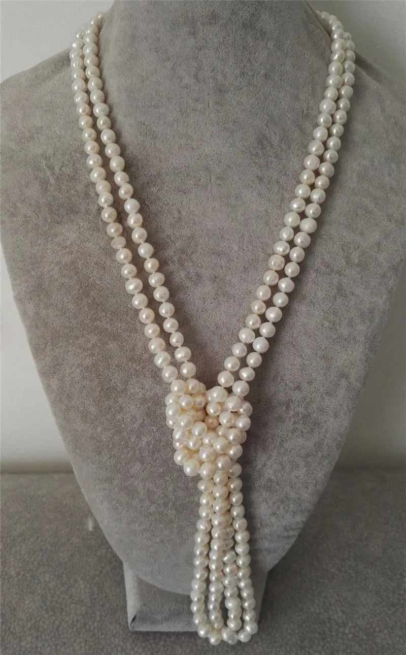 

51'' Long Fashion Women's Natural 7-8MM White Freshwater Cultured Pearl Necklace+++++Free shipping