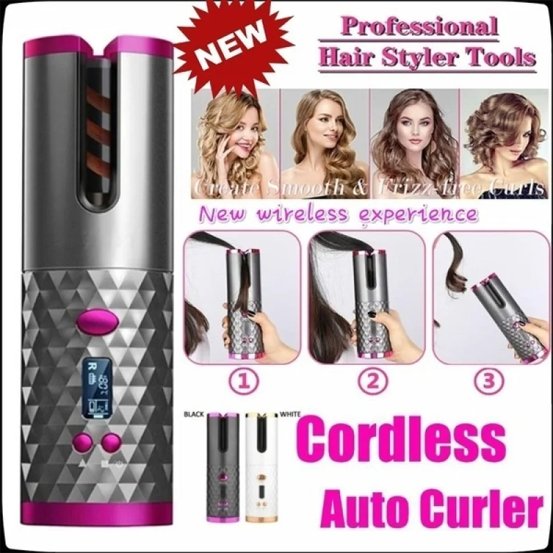 2 Types(Auto/Manual) LED Display Ceramic Hair Curler USB Cordless Curling Iron Temperature Adjustable Wave Styer | Красота и здоровье